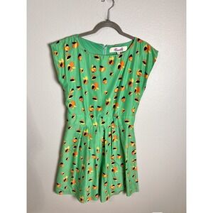 Emmelee Womens Green Short Cap Sleeve Round Neck Shift Dress Size Medium